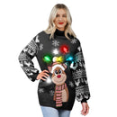 Women’s Christmas Reindeer Ugly Long Sweater LED Light Up Sweater