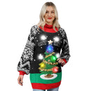 Women’s Christmas Tree Ugly Long Sweater LED Light Up Xmas Sweater