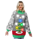 Women’s Christmas Tree Ugly Long Sweater LED Light Up Xmas Sweater