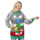 Women’s Christmas Tree Ugly Long Sweater LED Light Up Xmas Sweater