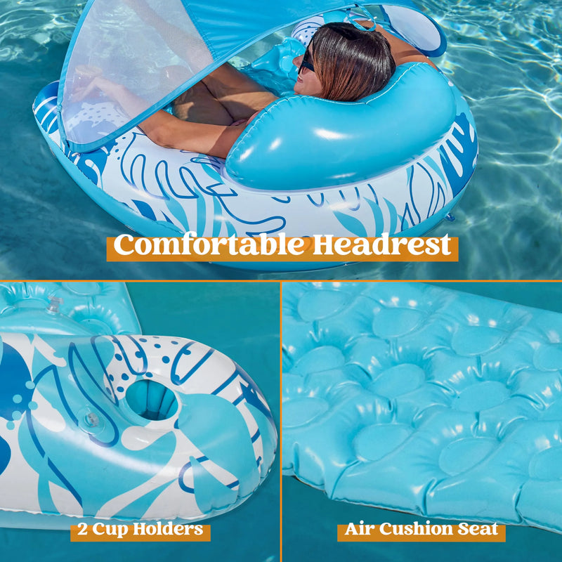 XL Pool Floats with Canopy Adult for Pool Party Summer Water Fun