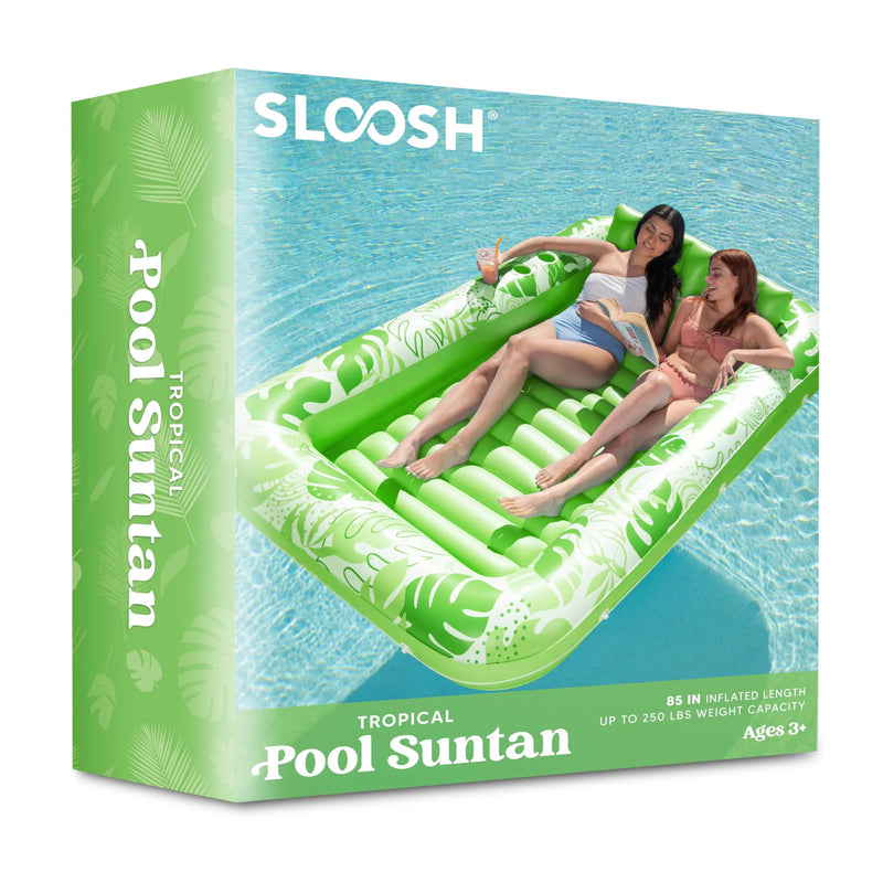 SLOOSH-Extra Large Inflatable Tanning Pool & Yard Lounger With Cup Holder, Green