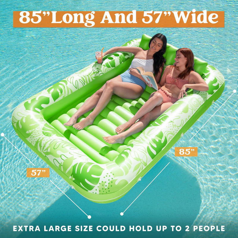 SLOOSH-Extra Large Inflatable Tanning Pool & Yard Lounger With Cup Holder, Green