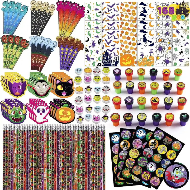 JOYIN 168PCS Halloween Stationery Set, Art Set for Kids' Birthday Gifts, 24 Pack Halloween Themed Stationery Set