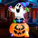 5FT Halloween Inflatable Ghost Gripping Pumpkin Candy with LED