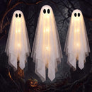 JOYIN 3 PCS Light Up Hanging Ghosts - Warm White LED Halloween Decor