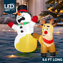 Joiedomi 6.6 FT Christmas Inflatable Reindeer Peeing on Snowman - LED Decor