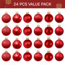 Joiedomi 24 PCS Red Christmas Balls - 1.6" Shatterproof Tree Ornaments