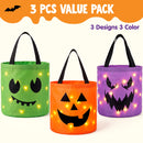 JOYIN 3 PCS Light Up Pumpkin Buckets - Glow While You Trick or Treat