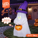 Joiedomi 5 FT Inflatable Witch Ghost with Projector Face & Music - LED Decor