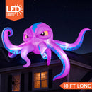 JOYIN 10 FT Inflatable Rooftop Octopus - LED Light Up Halloween Decor