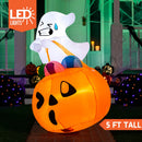 Halloween Inflatable Ghost 5ft with LED Lights – Outdoor Yard Decor