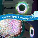 Play-Act 69 Holes Bubble Machine Guns Toys, Bazooka Rocket Shape Bubble Gun for Kids Adults, Colored Lights Blaster Blower with Solution