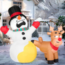Joiedomi 6.6 FT Christmas Inflatable Reindeer Peeing on Snowman - LED Decor