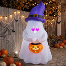 Joiedomi 5 FT Inflatable Witch Ghost with Projector Face & Music - LED Decor