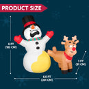 Joiedomi 6.6 FT Christmas Inflatable Reindeer Peeing on Snowman - LED Decor