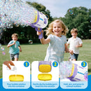 Play-Act 69 Holes Bubble Machine Guns Toys, Bazooka Rocket Shape Bubble Gun for Kids Adults, Colored Lights Blaster Blower with Solution,purple