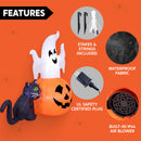 JOYIN 5 FT Lighted Ghost on Pumpkin with Black Cat - Halloween Inflatable