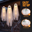 JOYIN 3 PCS Light Up Hanging Ghosts - Warm White LED Halloween Decor