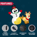 Joiedomi 6.6 FT Christmas Inflatable Reindeer Peeing on Snowman - LED Decor