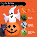 JOYIN 5 FT Lighted Ghost on Pumpkin with Black Cat - Halloween Inflatable