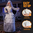 JOYIN 67" Animatronic Bride - 180° Twisting Head Jump Scare Halloween Prop