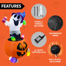5FT Halloween Inflatable Ghost Gripping Pumpkin Candy with LED