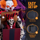 JOYIN 67" Animatronic Clown with Pop-Up Box - Motion Activated Halloween Prop