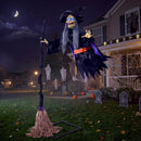 JOYIN Sound Activated Flying Witch - Life-Size Halloween Outdoor Decor