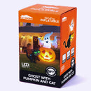 JOYIN 5 FT Lighted Ghost on Pumpkin with Black Cat - Halloween Inflatable