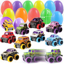12Pcs 3.8in Easter Eggs Packed with Pull Back Monster Cars and Trucks for Easter Egg Hunt