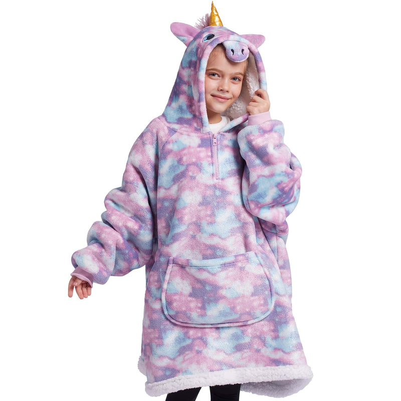 Kids' Sherpa Wearable Blanket-Unicorn Shape