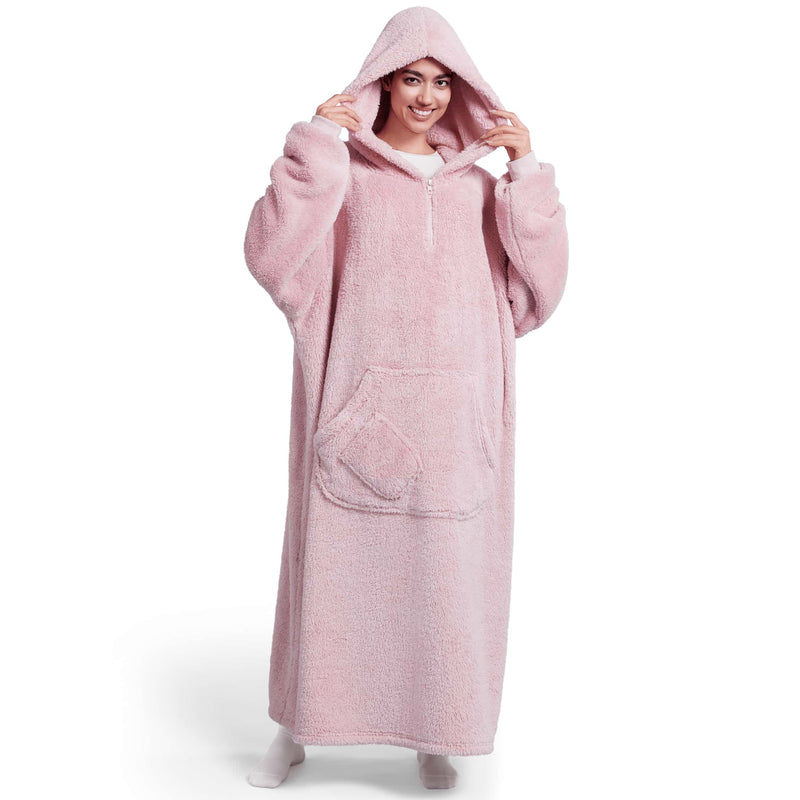 Adult Flannel Long Wearable Blanket-Pink