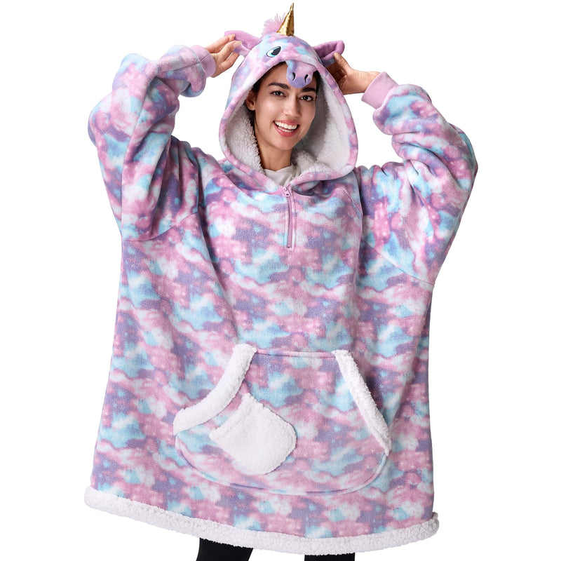 Adult Sherpa Wearable Blanket-Unicorn Shape