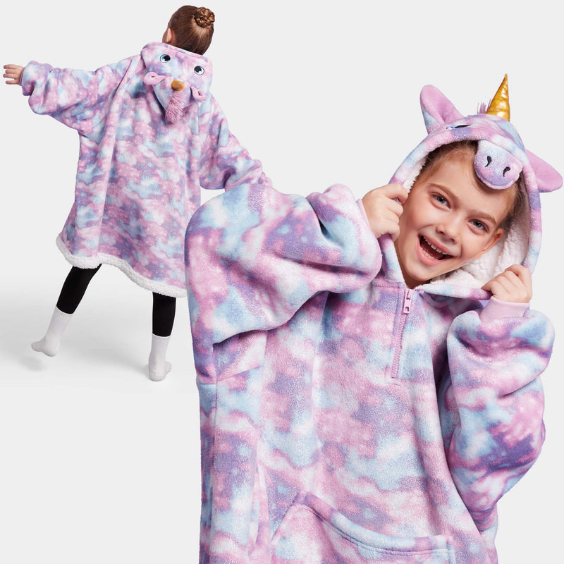 Kids' Sherpa Wearable Blanket-Unicorn Shape