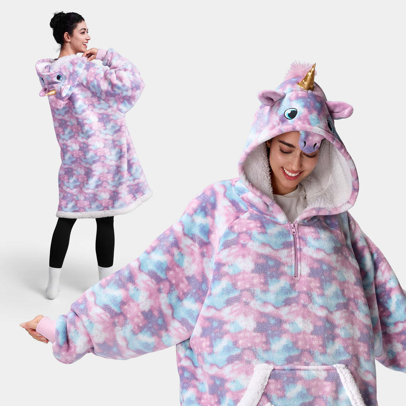 Adult Sherpa Wearable Blanket-Unicorn Shape