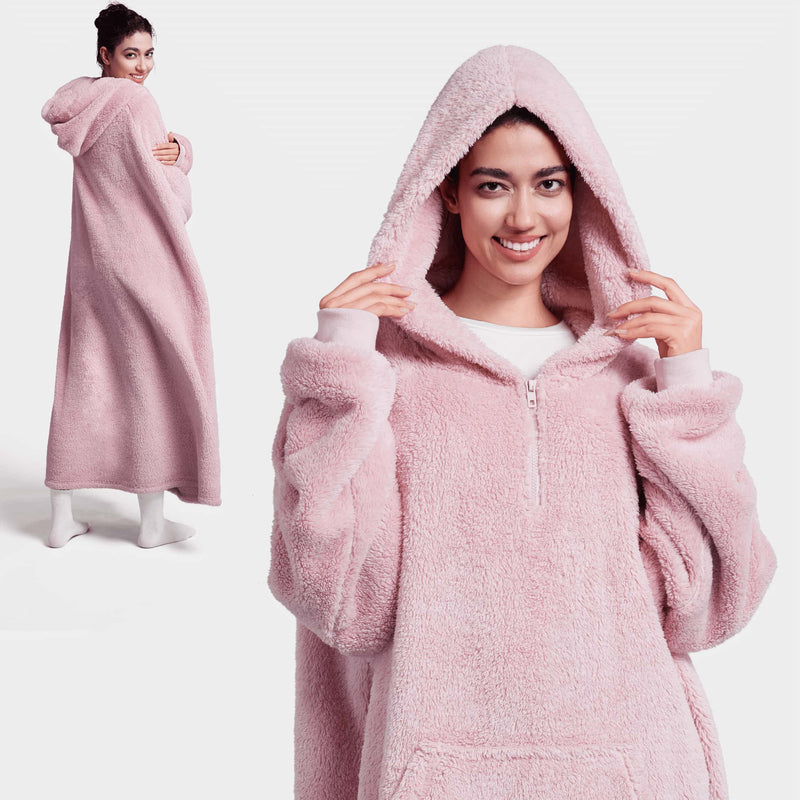 Adult Flannel Long Wearable Blanket-Pink