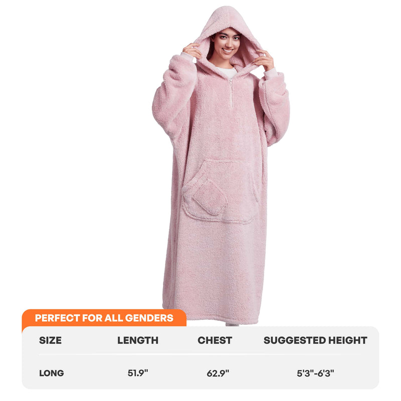 Adult Flannel Long Wearable Blanket-Pink