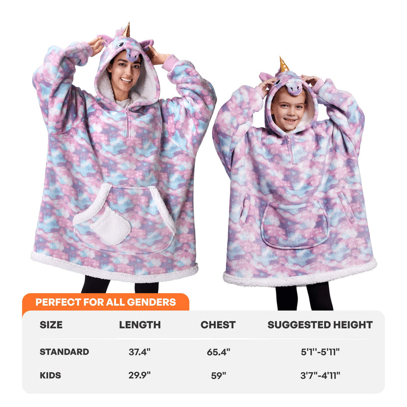 Adult Sherpa Wearable Blanket-Unicorn Shape