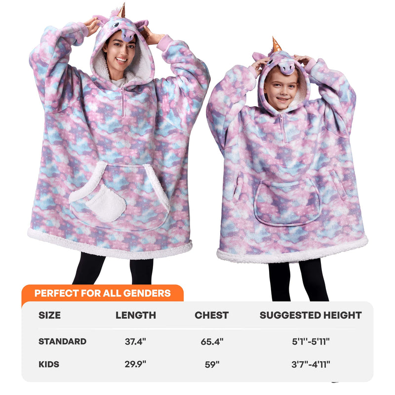 Kids' Sherpa Wearable Blanket-Unicorn Shape