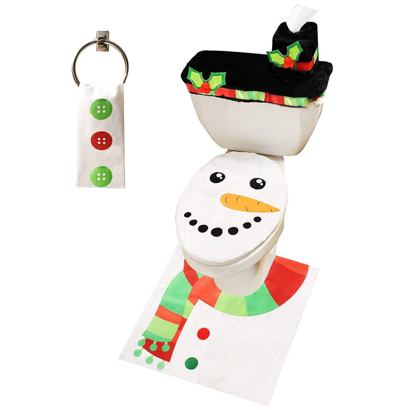 5 Pieces Christmas Snowman Theme Bathroom Decoration Set