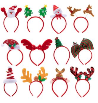 12 Christmas Headbands With Assorted Design