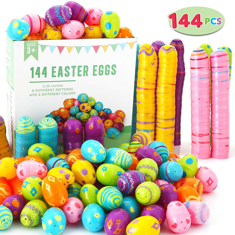 144Pcs Assorted Color Fillable Easter Egg Shells