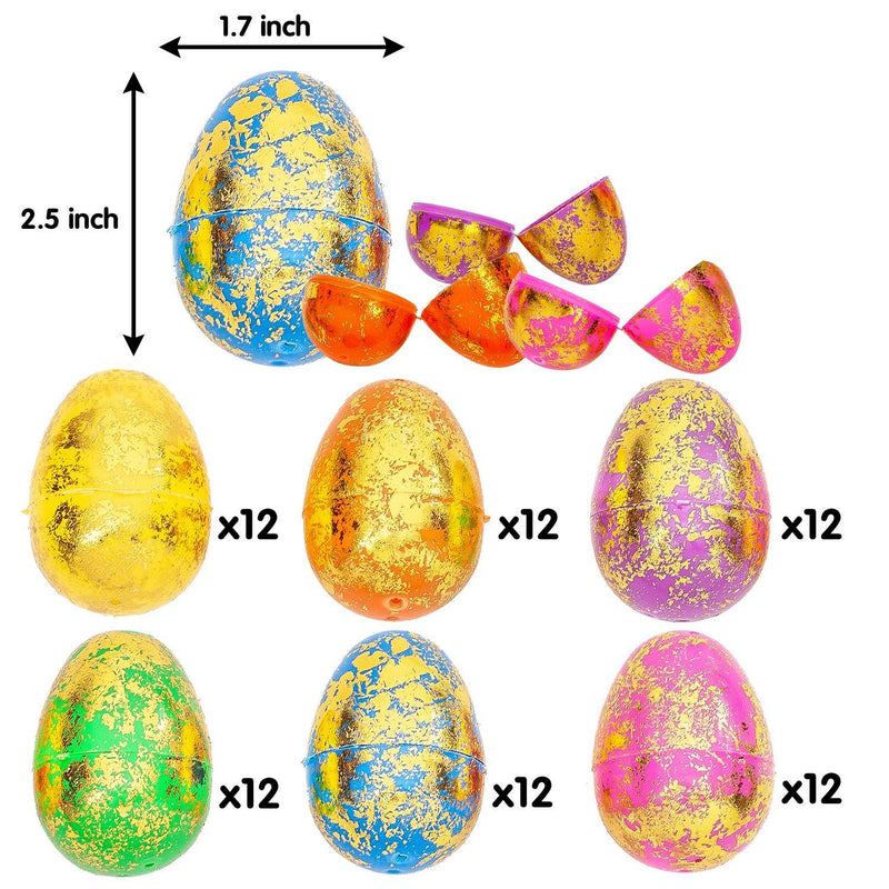 72Pcs Sparkling Gold Colorful Assortment Fillable Easter Egg Shells 2.