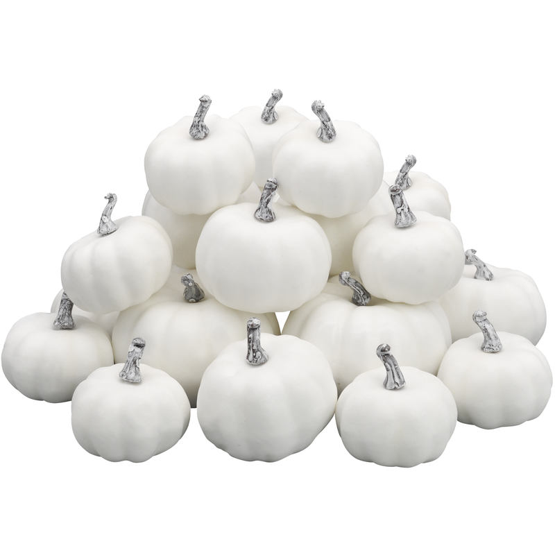 Thanksgiving Artificial White Pumpkins, 18 Piece