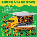 11 in 1 Diecast Construction Vehicles with Carrier Truck