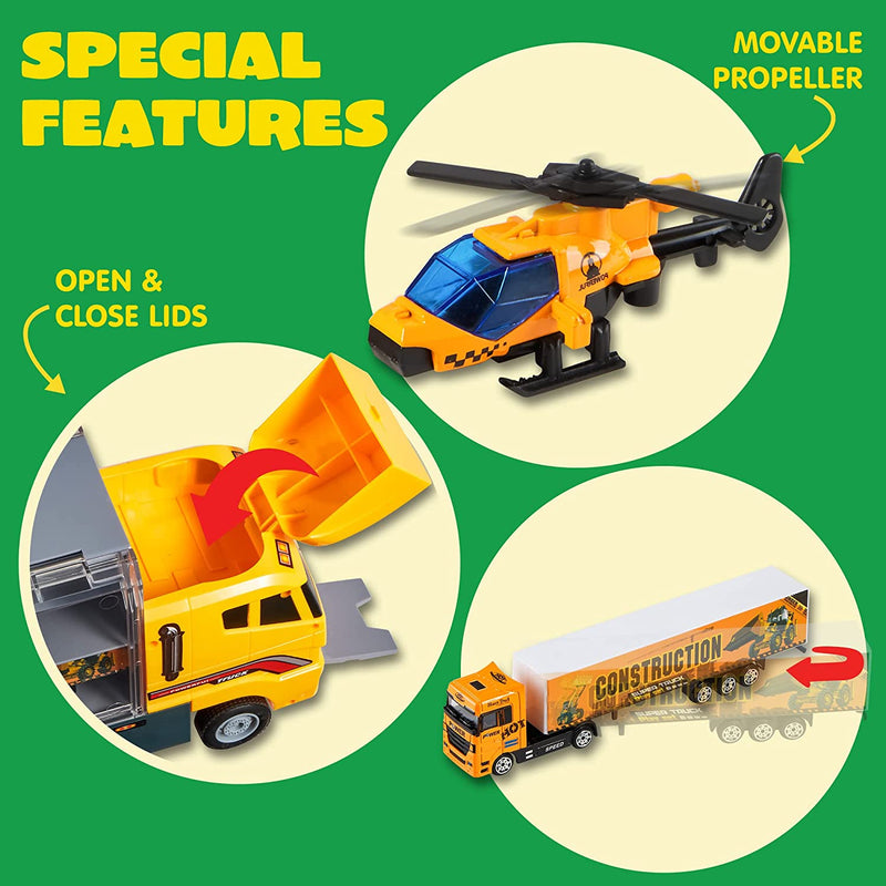 11 in 1 Diecast Construction Vehicles with Carrier Truck