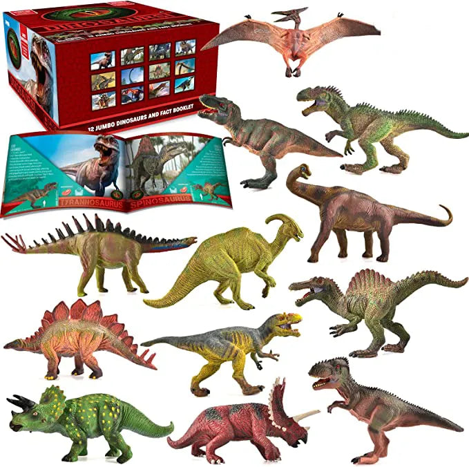 12 in 1 Realistic Dinosaur Toys with Booklet