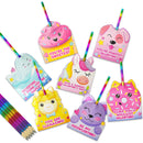 28Pcs Rainbow Pencil  with Kids Valentines Cards for Classroom Exchange