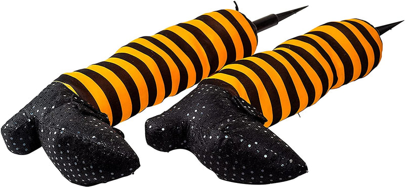 Witch Legs with Stakes (Black and Orange), 2 Pcs